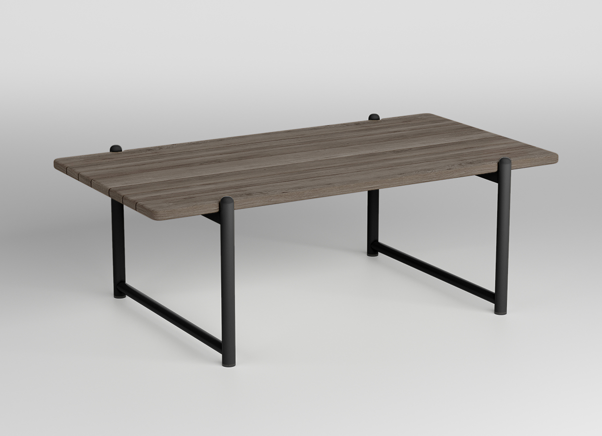 elka orta sehpa siyah alu weathered teak