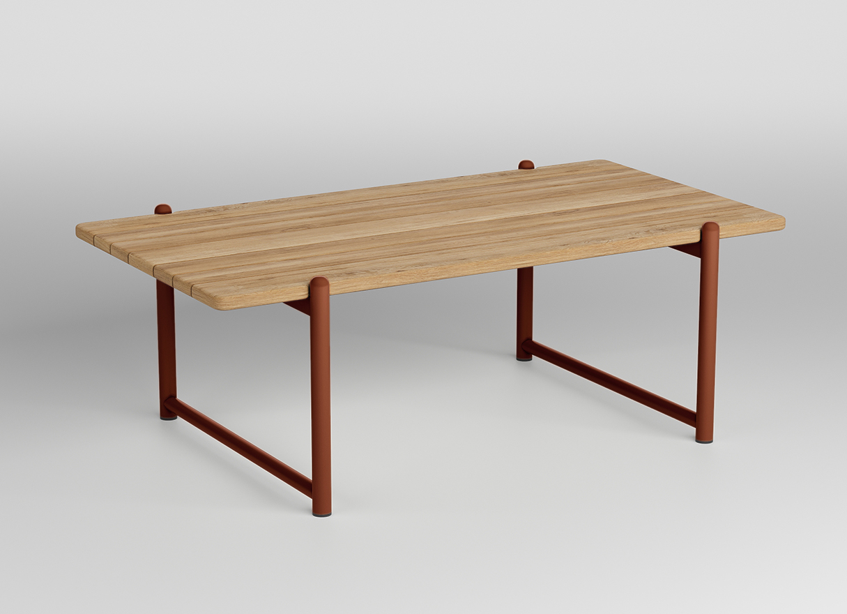 elka orta sehpa terrakota alu natural teak